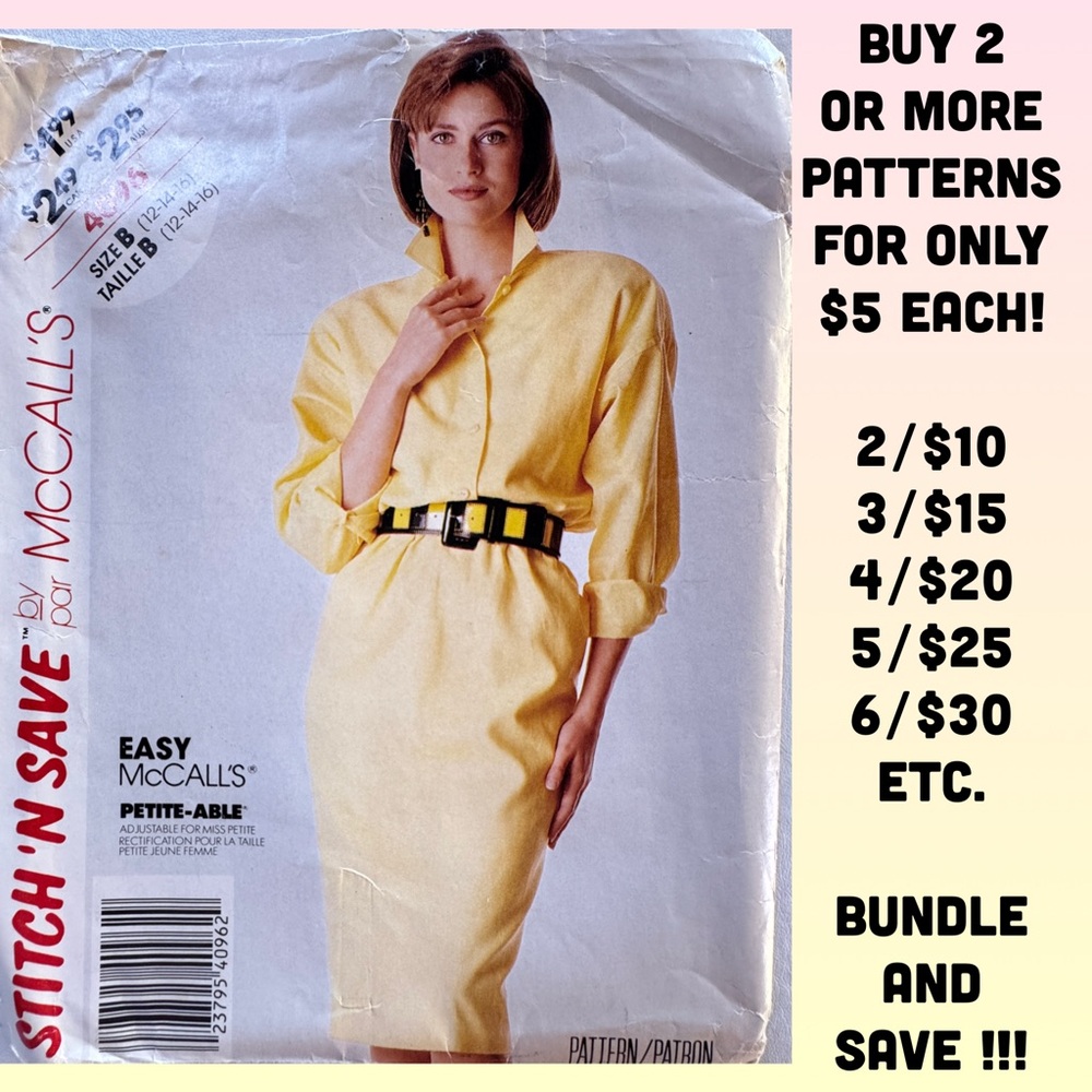 McCall's 4096 Pullover Dress Uncut Sewing Pattern (Misses 12-14-16)